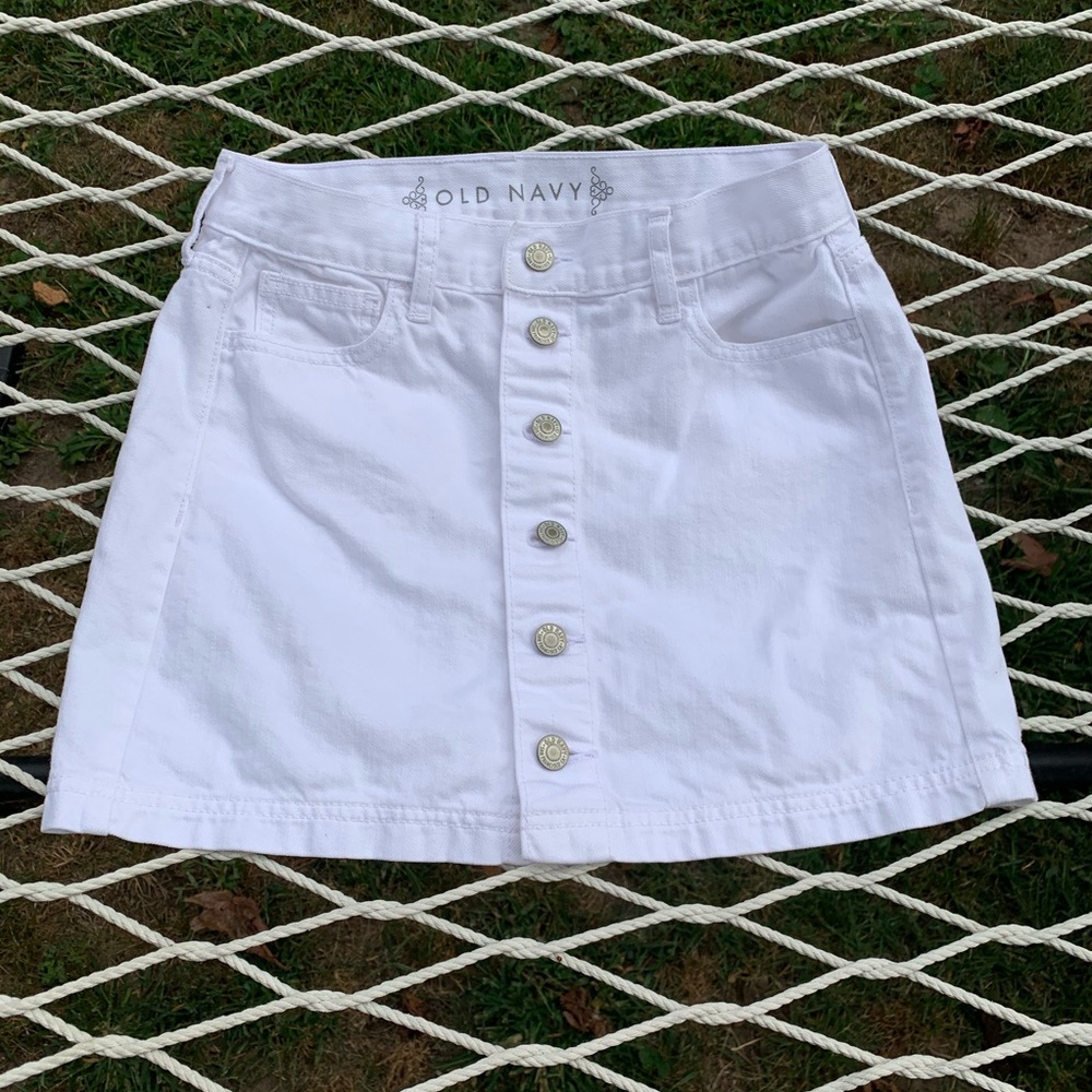 White Denim Mini Skirt